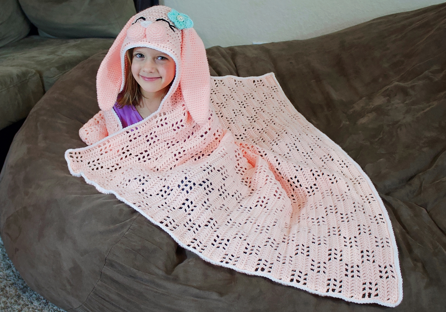 easy cute girls bunny blanket pattern