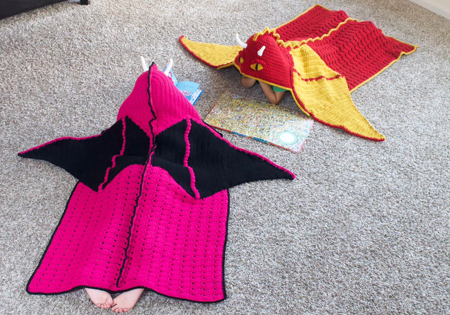 cool crochet dragon hooded blanket