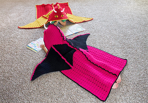 crochet dragon hooded blanket
